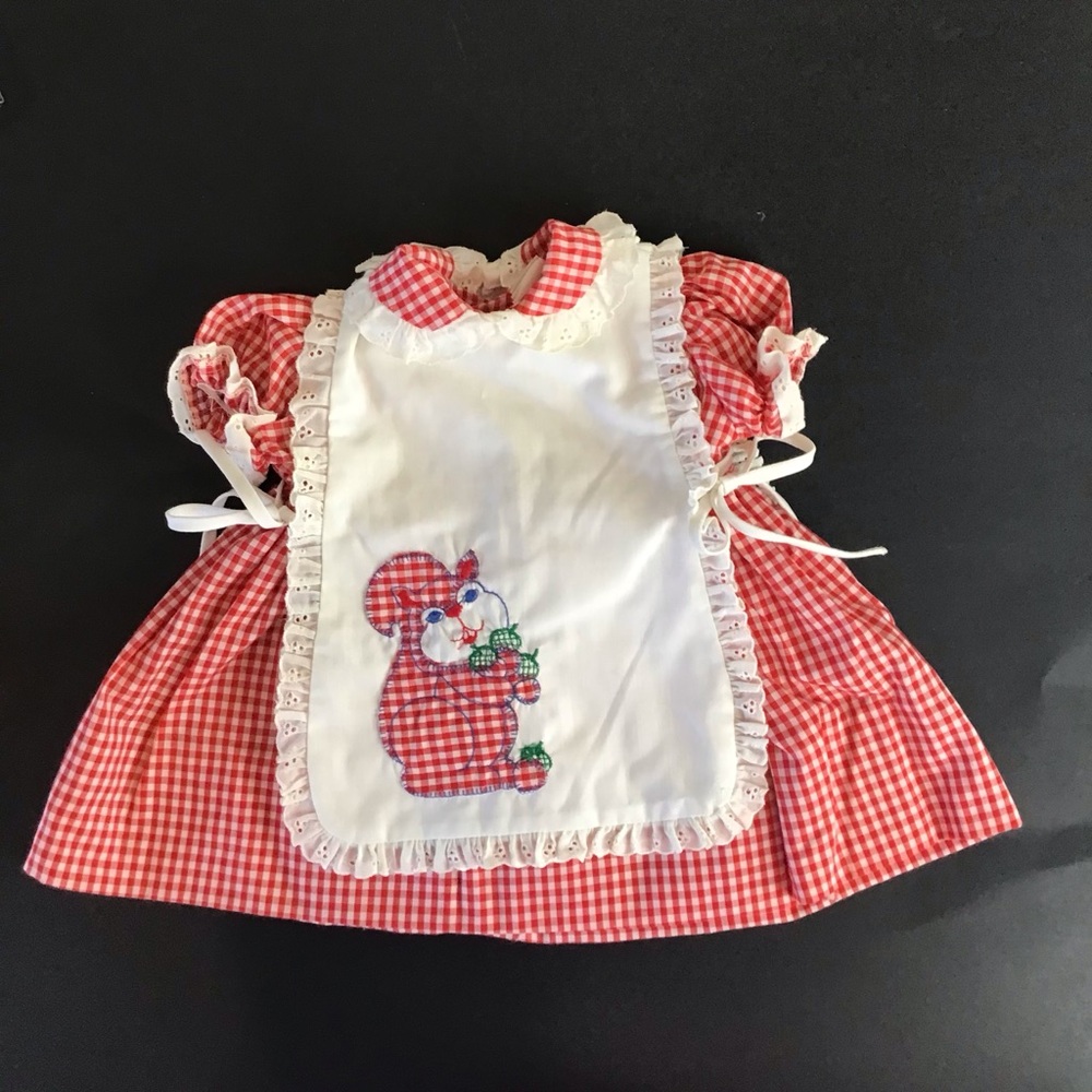 Vintage Peaches ‘n Cream Gingham Dress with Pinafore